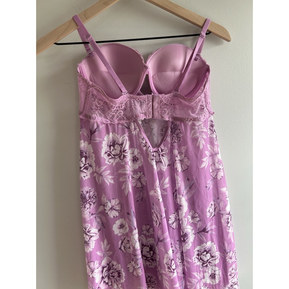 Large Pink Floral Nightgown Lace Bustier Babydoll Sleepwear Sexy Bridal Vibes - Picture 8 of 8